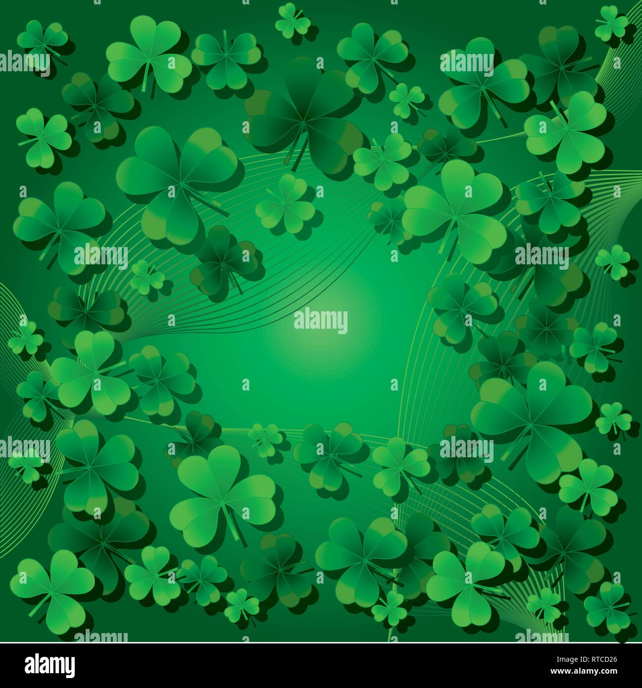 Background with clovers for St.Patrick`s day, vector illustration  Find one Happy Four-leafed clover/ Stock Vector